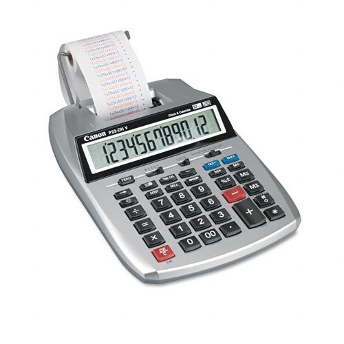 Canon Products - Canon - P23-DHV2 Desktop Calculator, 12-Digit LCD, Two-Color Printing, Purple/Red - Sold As 1 Each - The next generation portable printing calculator has arrived. - Features Time Calculation where time-based fee structures are needed. - Delivers high-performance for your everyday calculations. - Time and Date function enables you to view the time and date with a quick glance. - Ability to perform profit margin calculations with the touch of just a few keys.