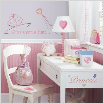 Huge Set of 36 Once Upon A Time There Was A Beautiful Princess Wall Decals Tiara Wand Crown