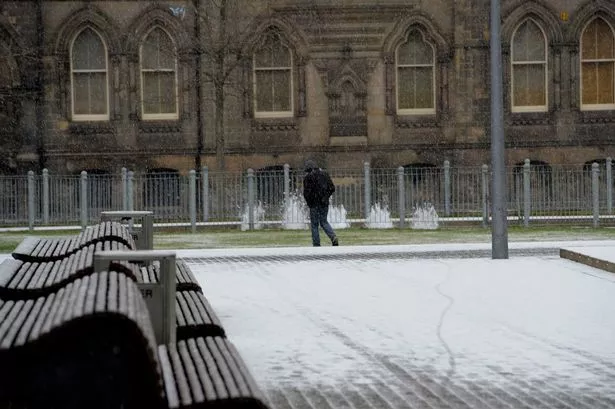 Snow falling in Middlesbrough on Sunday morning