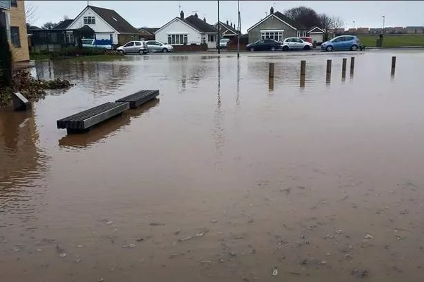 Flooding in the car park at Redcar Primary Care Hospital