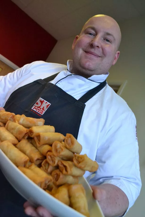 SK Foods' Marek Blonski with just a small amount of the spring rolls made by the company