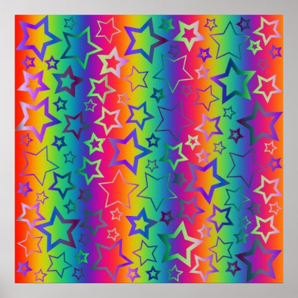 Psychedelic Rainbow Stars Poster