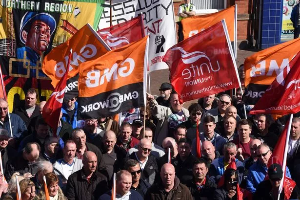 Protest march through Redcar against Sita's employment policies at its new Wilton site