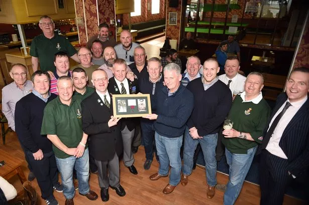 Stephen Mortiboy, Mick Livingstone and Peter Hughes and other members of the Green Howards Association