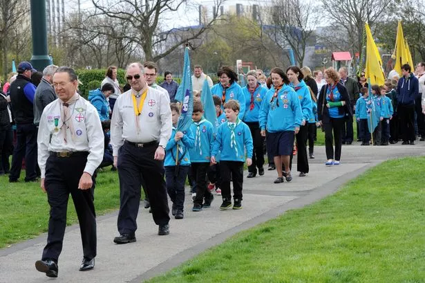 Tees Valley North District Scout Council, St George's Day Parade, from John Whitehead park to St Aidan's church, Billingham