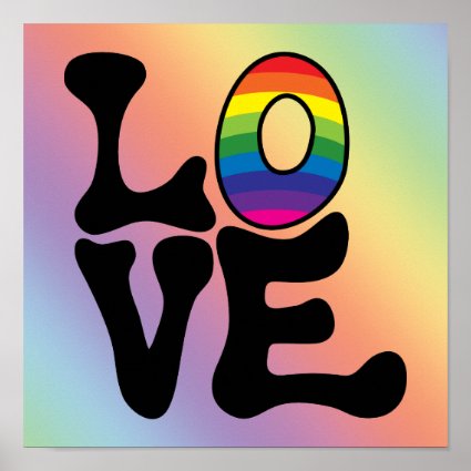 Hippie Rainbow Love Text Poster