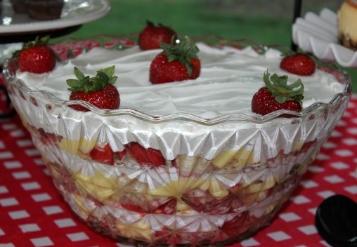 Strawberry Punch Bowl Cake