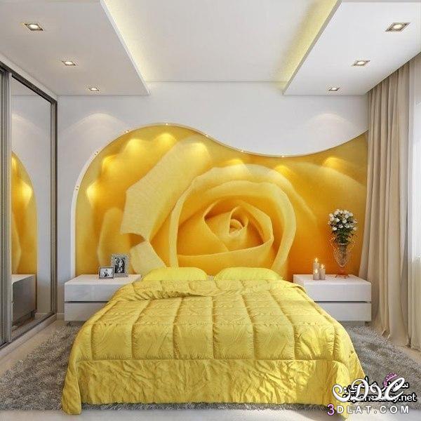 غرف نوم باللون الاصفر2016 غرف نوم راقية ومريحة