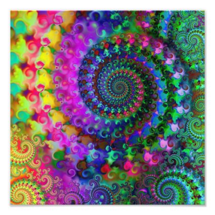 Hippy Rainbow Fractal Pattern Poster Photo Print