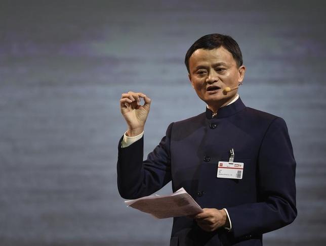 Alibaba founder and chairman Jack Ma makes a speech during the official opening of the CeBIT trade fair in Hanover March 15, 2015. The world's biggest computer and software fair will open to the public from March 16 to 20. REUTERS/Fabian Bimmer (GERMANY - Tags: POLITICS BUSINESS SCIENCE TECHNOLOGY BUSINESS TELECOMS) - RTR4TG52