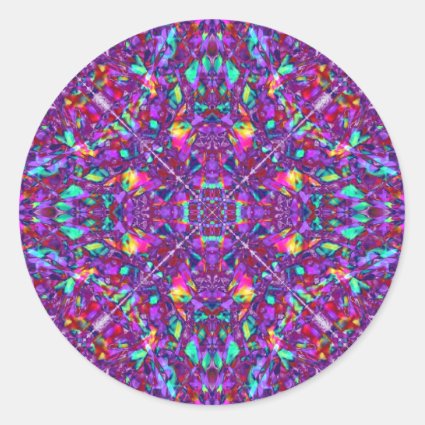 Purple Mandala Hippie Pattern Classic Round Sticker