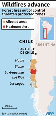 map chile wildfires