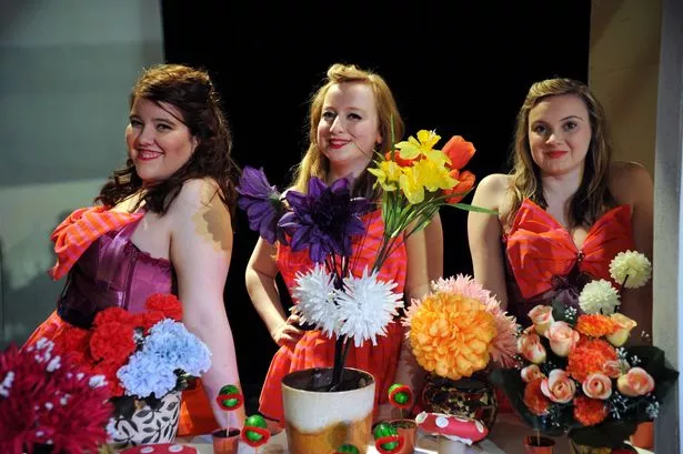 Students at Stockton Riverside College, present 'Little Shop of Horrors', Teesside. (L-R) Holly Whitney, Rebecca French, Bethany Rose
