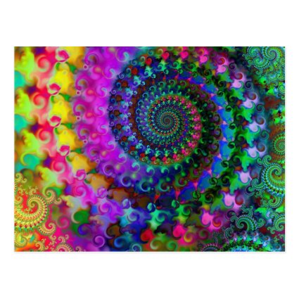 Hippy Rainbow Fractal Pattern Postcard