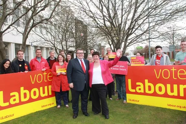 Tom Watson Labour MP with labour parliamentary candidate for Stockton South Louise Baldock