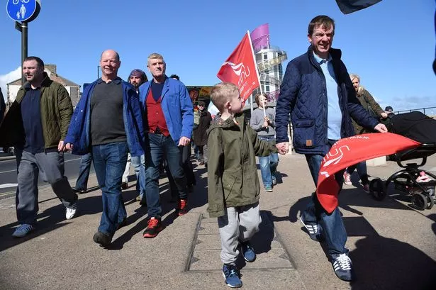 Protest march through Redcar against Sita's employment policies at it's new Wilton site