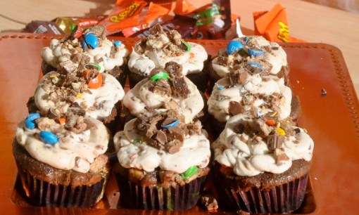 Leftover Halloween Candy Cupcakes