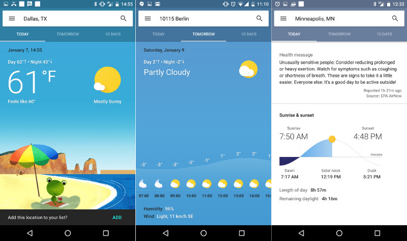 Google is testing new colorful weather cards