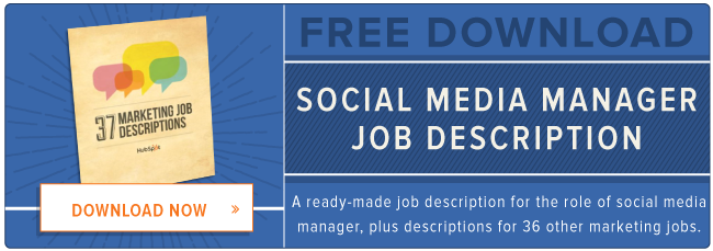 free social media manager job description