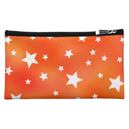 Orange and White Star Pattern Cosmetic Bags