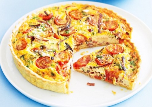 Salami And Tomato Quiche