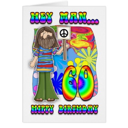 Groovy 60th Birthday - Hippy Birthday Greeting Card