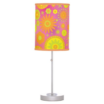 Yellow Orange & Pink Hippy Flower Pattern Desk Lamps
