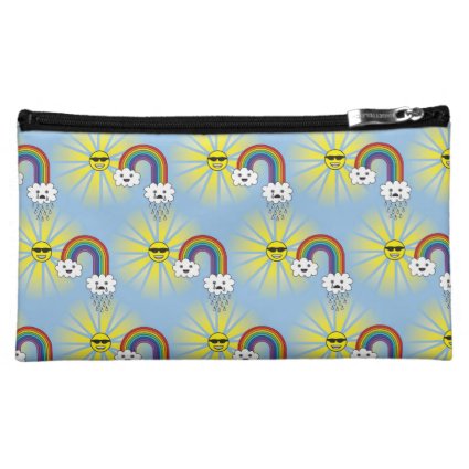 Kawaii Sun Cloud and Rainbow Pattern Cosmetic Bag