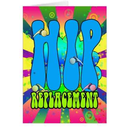 Hip Replacement Hippie retro 60's card, psychedeli Greeting Card