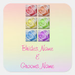 Macro Rainbow Roses Wedding Stickers