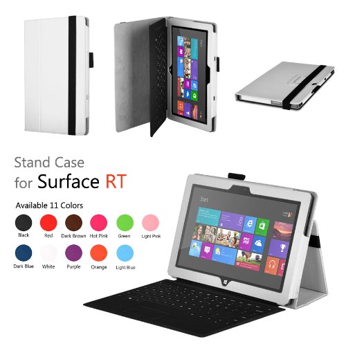 Elsse (TM) Premium Folio Case with Stand for Microsoft Surface RT / Surface 2 (Does not fit Surface Pro Version / Keyboard and Tablet NOT included) (Surface 2 / Surface RT, White)