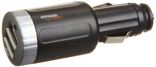 AmazonBasics 2-Port USB Car Charger with 2.1 Amp Total Output (Black)