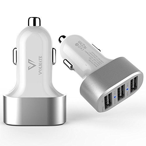 Volmate® Certified by Apple 6.3A / 31.5W Tri-USB Port Car Charger - Portable Travel Charger Rapid 3 USB Ports Car Charger For iPhone 6 5 5S 5C 4 4S, iPad 4 3 2, iPad mini, iPad air, iPad Mini Retina, iPad touch, iPod Nano; Samsung Galaxy S5, S4, S3, S2, Note 4 3, 2, Tab S 4, 3, 2 7.0 8.0 10.1; All New HTC One M8 M7 M4, Mini 2; LG Optimus G3 G2, Flex, G2 Mini, G Pro 2, G Pad 7.0 8.0 8.3 10.1; Google Nexus 5 4 7 8 FHD 2; Other Android Smartphone/Tablets - Premium MFI Approved