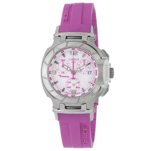 ... Women's T0482171701701 T-Race White Dial Pink Silicone Strap Watch