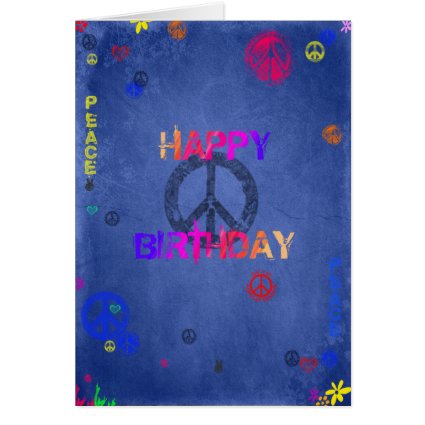 Hippie Hippy Birthday Card Blue