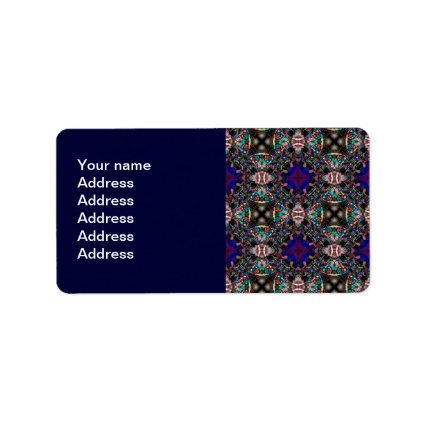 Retro Blue Blossom Fractal Pattern Address Label