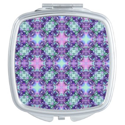 Purple and Turquoise Hippy Fractal Pattern Vanity Mirrors