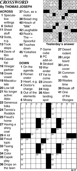 Thomas Joseph Crossword Puzzles Printable Free That are Bewitching