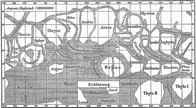 Karte Mars Schiaparelli Mkl1888