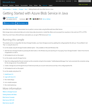 Microsoft Azure Storage samples page