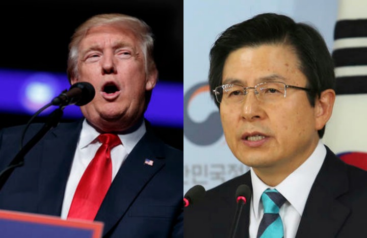 US President Donald Trump (L) and South Korea’s Acting President Hwang Kyo-Ahn (R) (Photo: Manila Bulletin)
