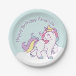 Cute Magical Unicorn Pastel Baby Shower BIRTHDAY Paper Plate