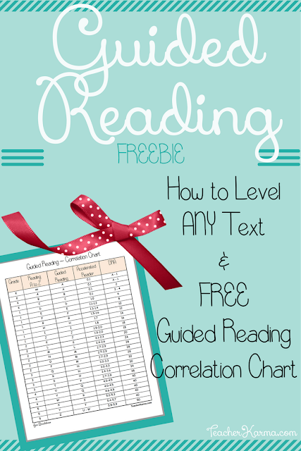 FREE Guided Reading Correlation Chart & How to Level ANY Text TeacherKarma.com
