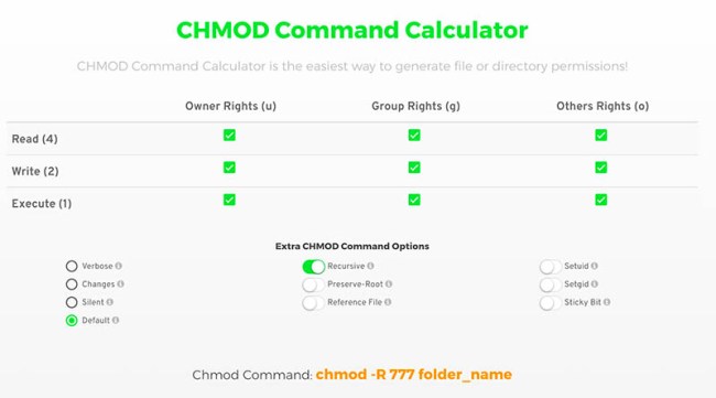 Calculadora de comandos CHMOD