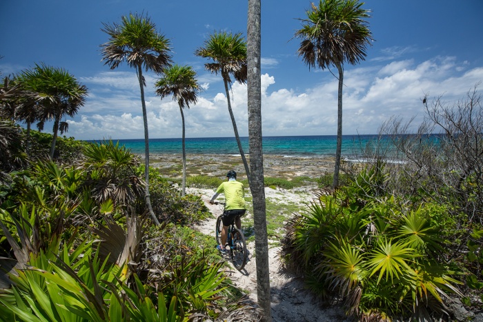Mountain biking on the Yucatan beach