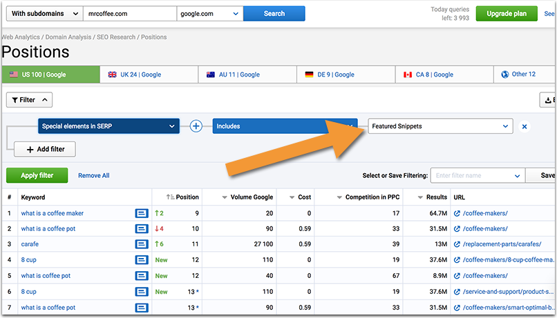 Serpstat competitor research