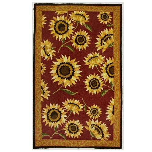 Homefires Provence Sunflowers 5-Feet by 7-Feet Indoor Hand Hooked Area Rug