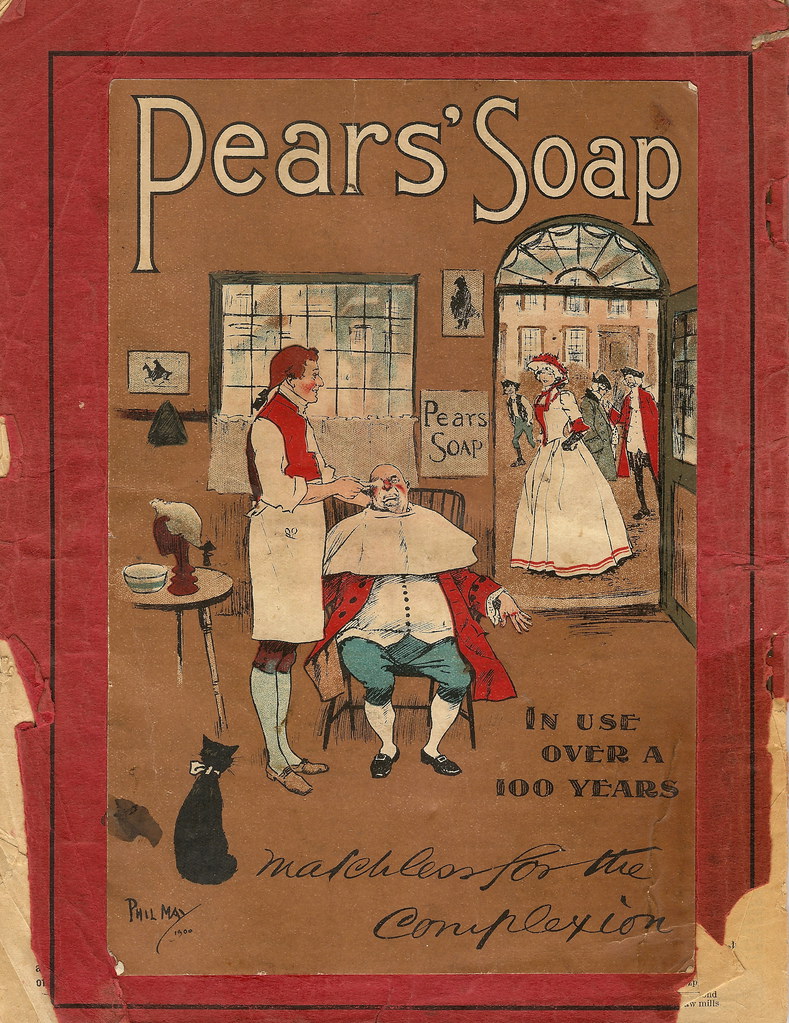 GPO Belfast Telephone Directory, 1914 - rear cover showing advert for Pears Soap, illustrated by Phil May