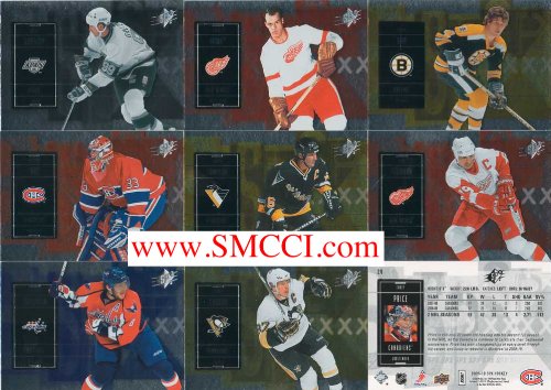 2009 / 2010 Upper Deck SPx Hockey Series 100 Card Complete Mint Basic Hand Collated Set. Absolutely Loaded with Stars and Hall of Famers Including Sidney Crosby, Bobby Orr, Gordie Howe, Wayne Gretzky, Nicklas Lidstrom, Mario Lemieux, Martin Brodeur, Dany Heatley, Alexander Ovechkin, Carey Price, Pavel Datsyuk, Patrick Roy, Patrick Kane, Mike Modano, Steve Yzerman, Mark Messier, Jarome Iginla, Jordan Staal, Eric Staal and Many Others!