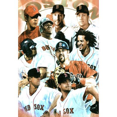 Boston Red Sox (Group Collage) Sports Poster Print - 13x19 custom fit with RichAndFramous Black 13 inch Poster Hangers